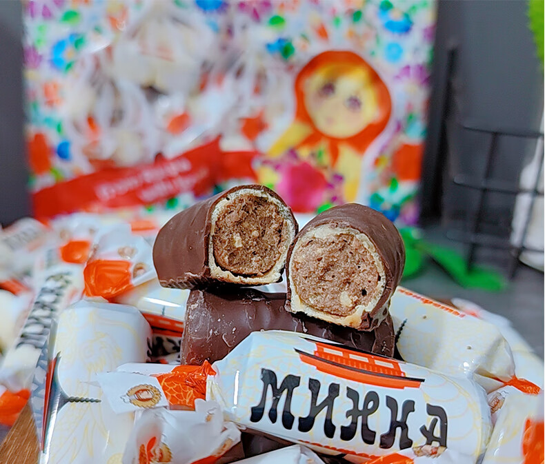 俄罗斯原装进口伊娜巧克力味夹心糖 年货糖果喜糖500g/袋独立包装