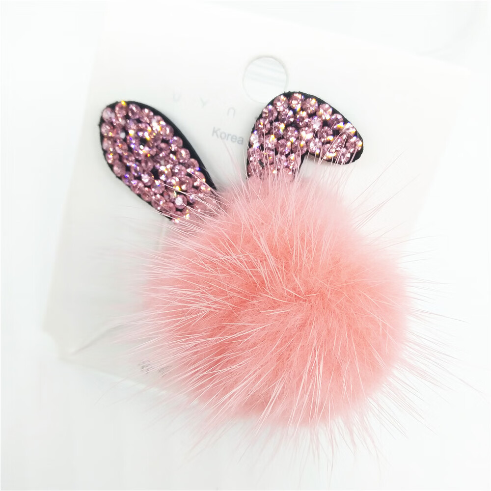 秋冬毛茸茸发卡韩版冬款新品带钻兔子弯兔耳朵可爱发卡女孩时尚发饰