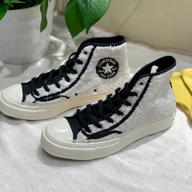 converse匡威男鞋女鞋2021秋冬季新款羊羔绒摇粒绒高帮帆布鞋板鞋保暖