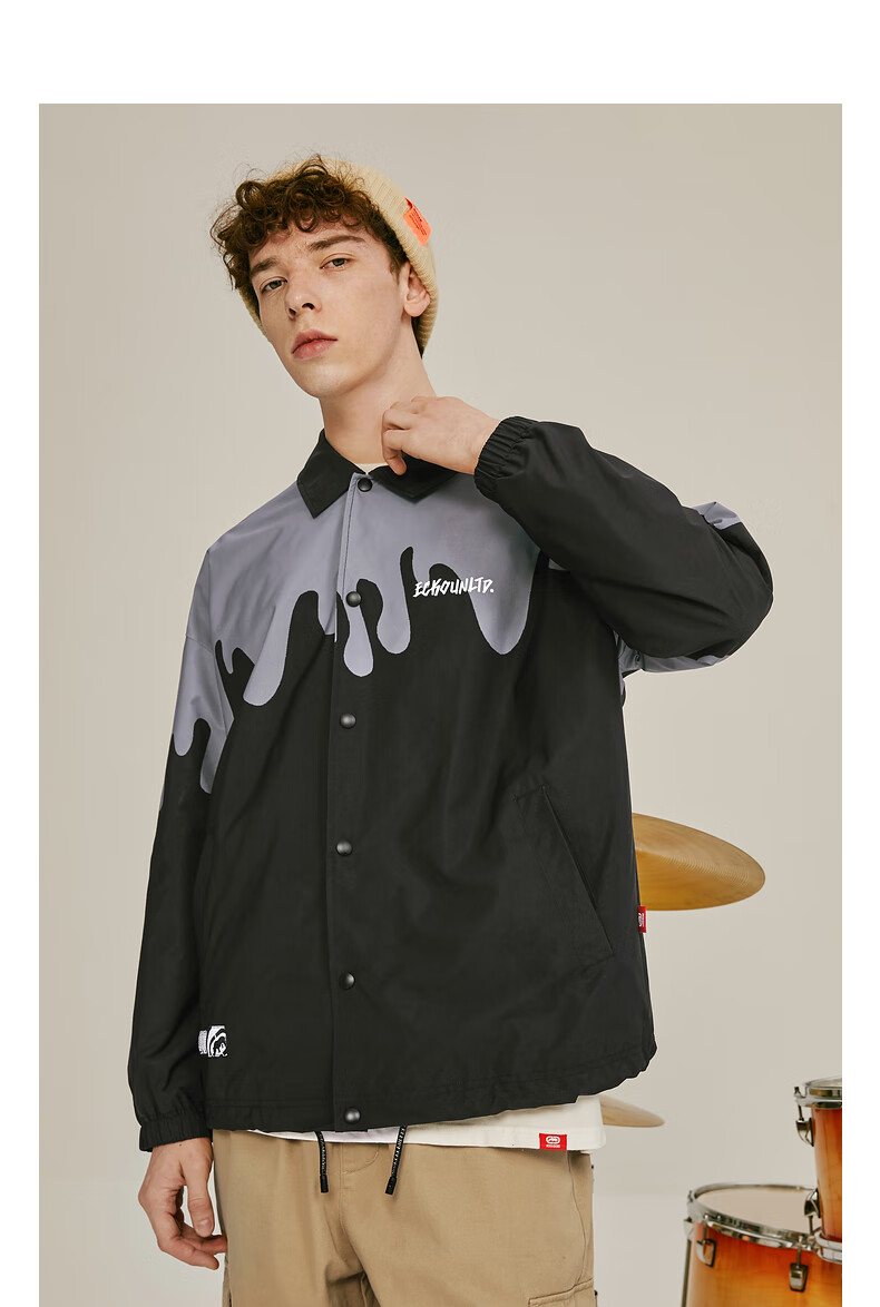 【预售】ecko犀牛外套男潮牌宽松休闲工装夹克春季新款国潮流体印花