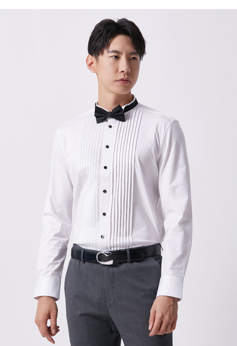 degrezero2021年四季新款男士衬衫经典礼服领白色舒适合体版衬衣商场