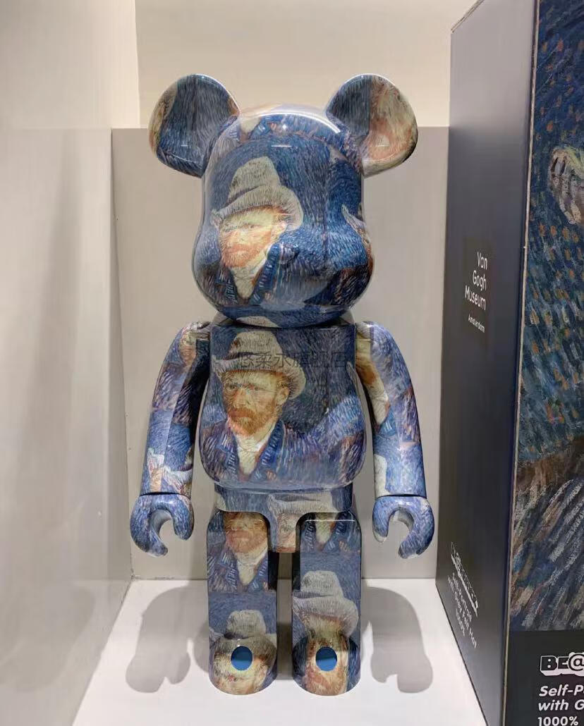 暴力熊梵高1000 1000% 70cm暴力熊积木熊梵高电镀潮流客厅摆件公仔