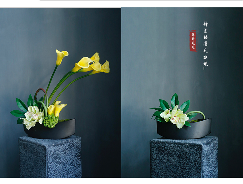 原野花艺新中式仿真花假花家居客厅插花摆设餐厅酒店餐桌软装饰品室内