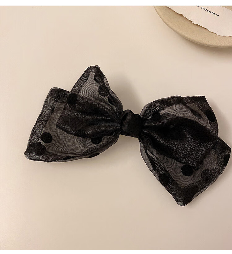 网纱蝴蝶结弹簧发夹女生布艺发卡个性后脑勺盘发固定头发抓夹子法式