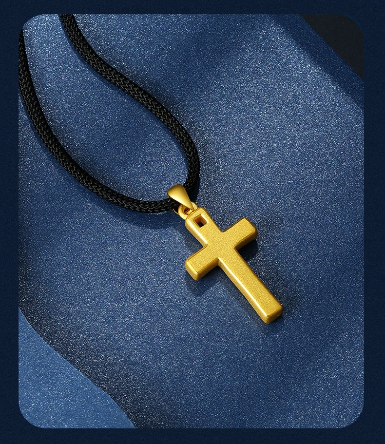 简约挂坠时尚饰品生日送男友情人节礼物 黄金十字架吊坠(a款)【图片