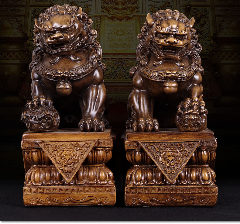 有依有靠北京狮子摆件大号一对复古中式家居客厅玄关装饰摆设 中号