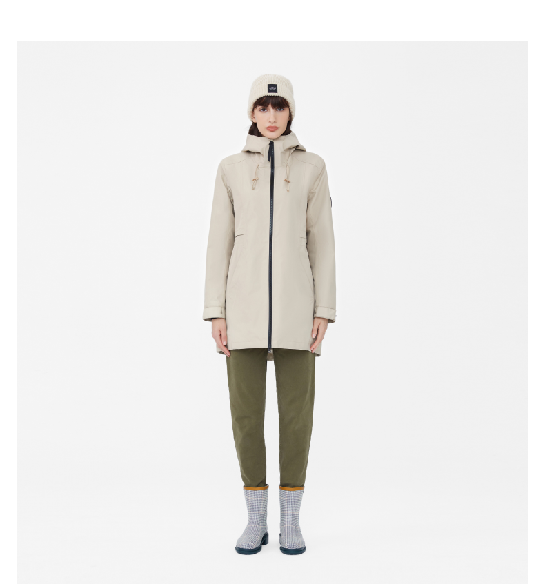 aigle艾高2021年秋冬aileen女goretex防风防雨透汽环保面料夹克卡其绿