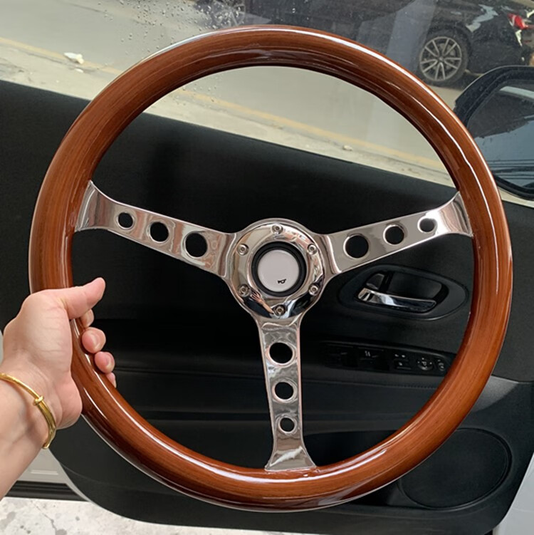 复古桃木方向盘长城酷熊甲壳虫金杯海狮北斗星雨燕奥拓改装方向盘 军