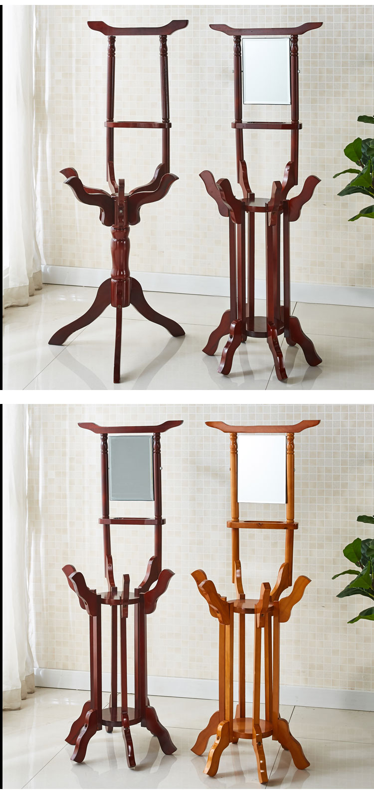 卫生间浴室实木洗手脸盆架木质仿古落地面盆毛巾结婚老式农村单位红