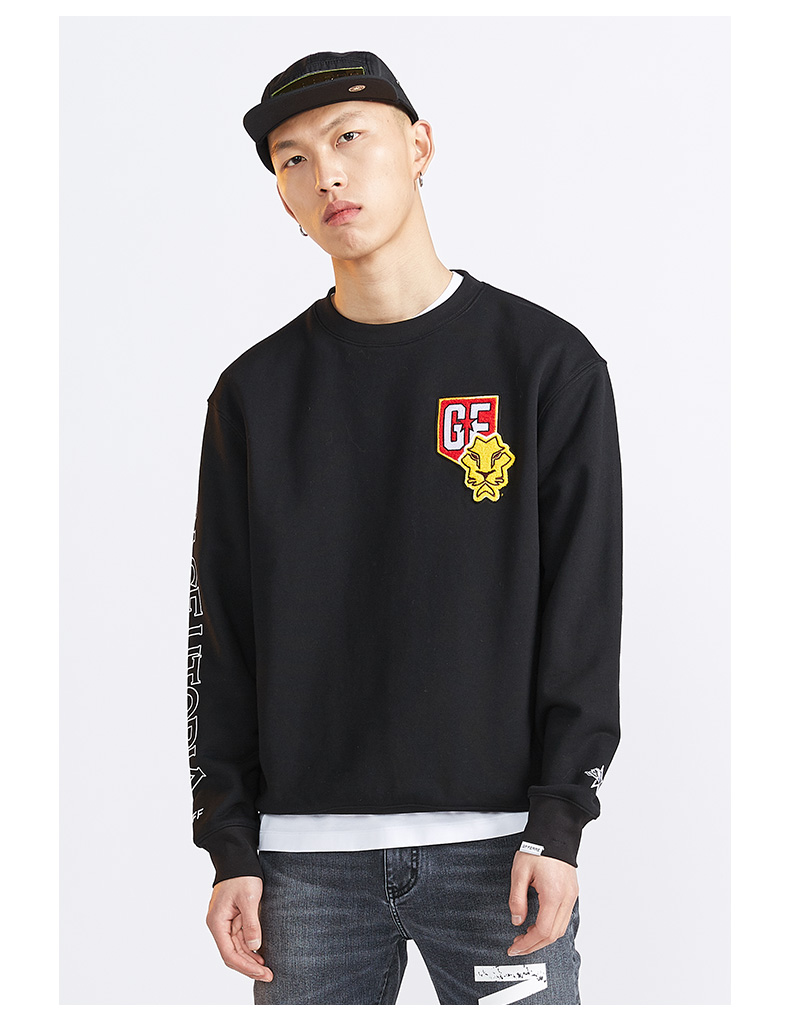 gfferre吉弗意大利轻奢潮牌男装秋冬款圆领长袖卫衣gam13w1430黑色xl