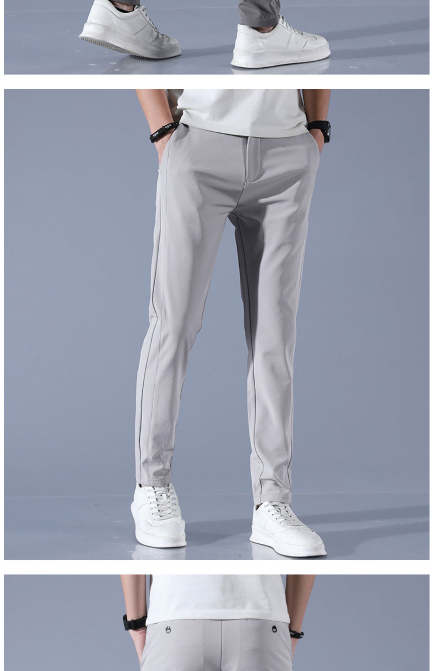 花花公子品质男装冰丝休闲裤男士夏季薄款西裤修身直筒透气坠感弹力