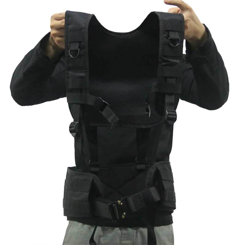 户外休闲战术腰封胸挂吊带双肩背带挂带h带 多功能外腰带 黑色 均码