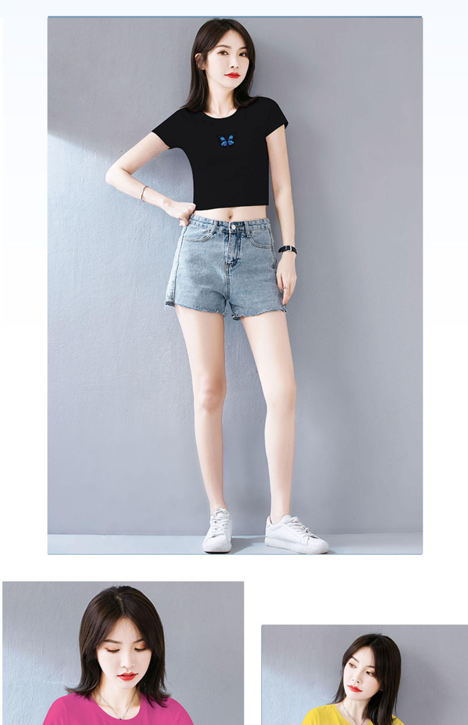 露脐超短款上衣女夏配高腰裤紧身白色t恤短袖心机设计感小众修身 白色