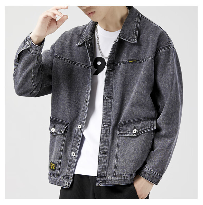斐乐官方旗舰店同款秋装牛仔外套男四季通用高街潮牌休闲夹克休闲风