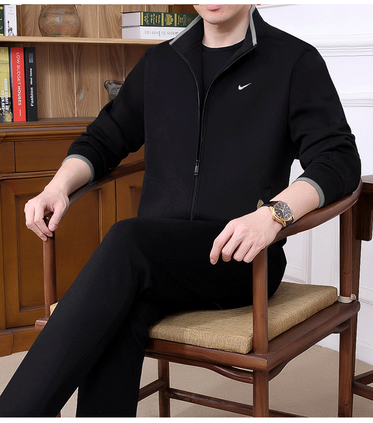 耐克(nike) 耐克中老年运动套装男秋冬季加绒大码休闲运动服爸爸秋装