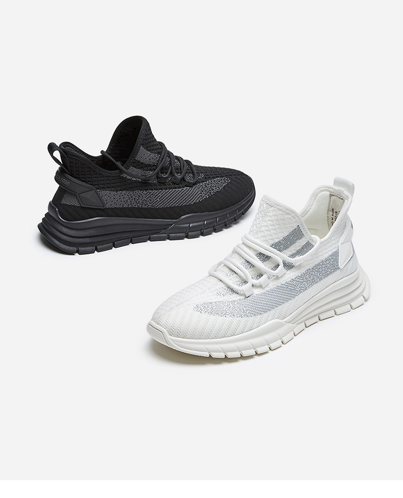 热风男鞋2021年春季新款男士时尚运动休闲鞋网面透气椰子鞋男 01黑色