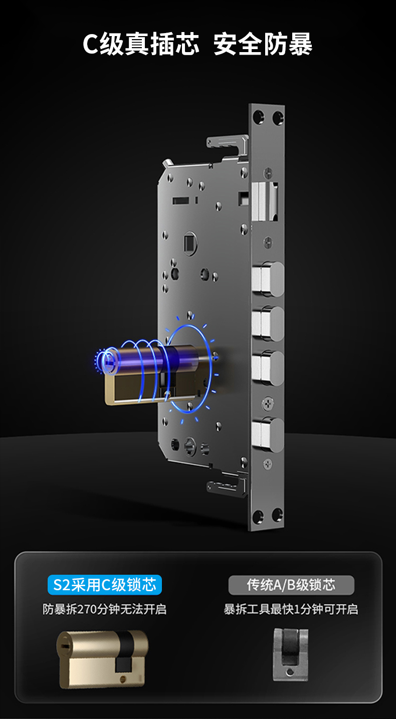 優智雲家智能鎖石將軍指紋鎖家用防盜門密碼鎖門鎖電子鎖自動入戶門s2