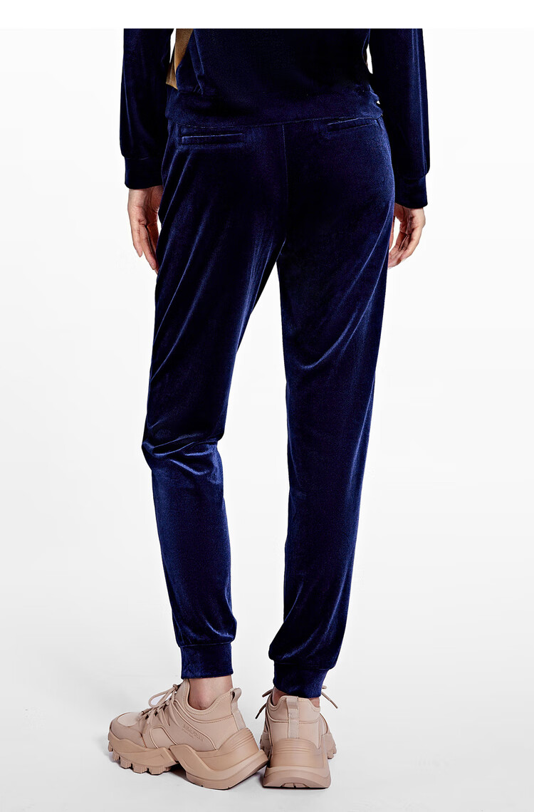 比音勒芬春季新品女士休闲裤舒适弹性时尚轻裤子纯色25藏青色803xl