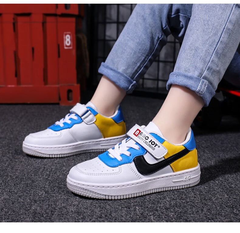 abc joy童鞋男儿童运动鞋女新款校园时尚小白鞋中大小少年透气舒适