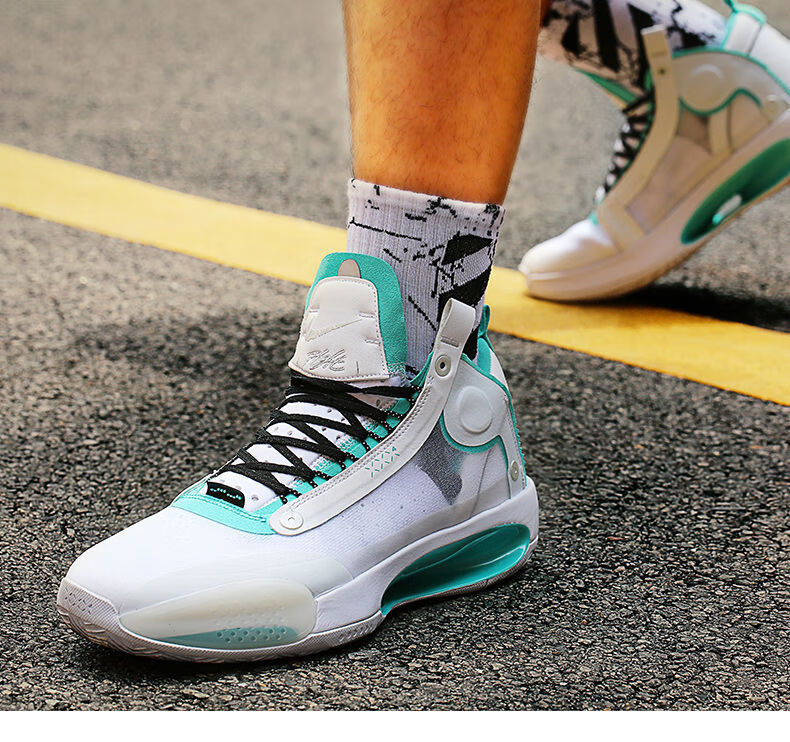 aj34纯原白镭射郭艾伦联名透气耐磨实战气垫篮球鞋中学生球鞋首发40