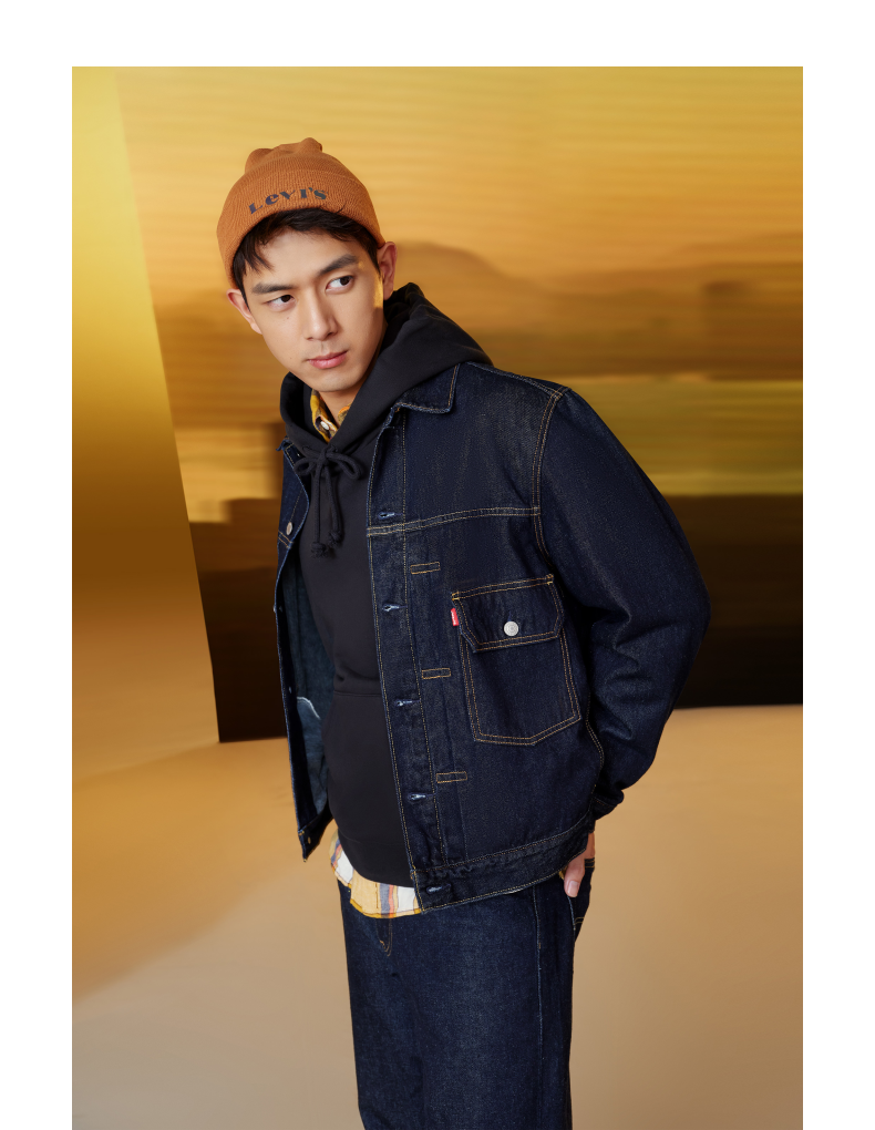 李现同款levis秋冬系列新款男士李维斯翻领时尚牛仔夹克a06350000000s