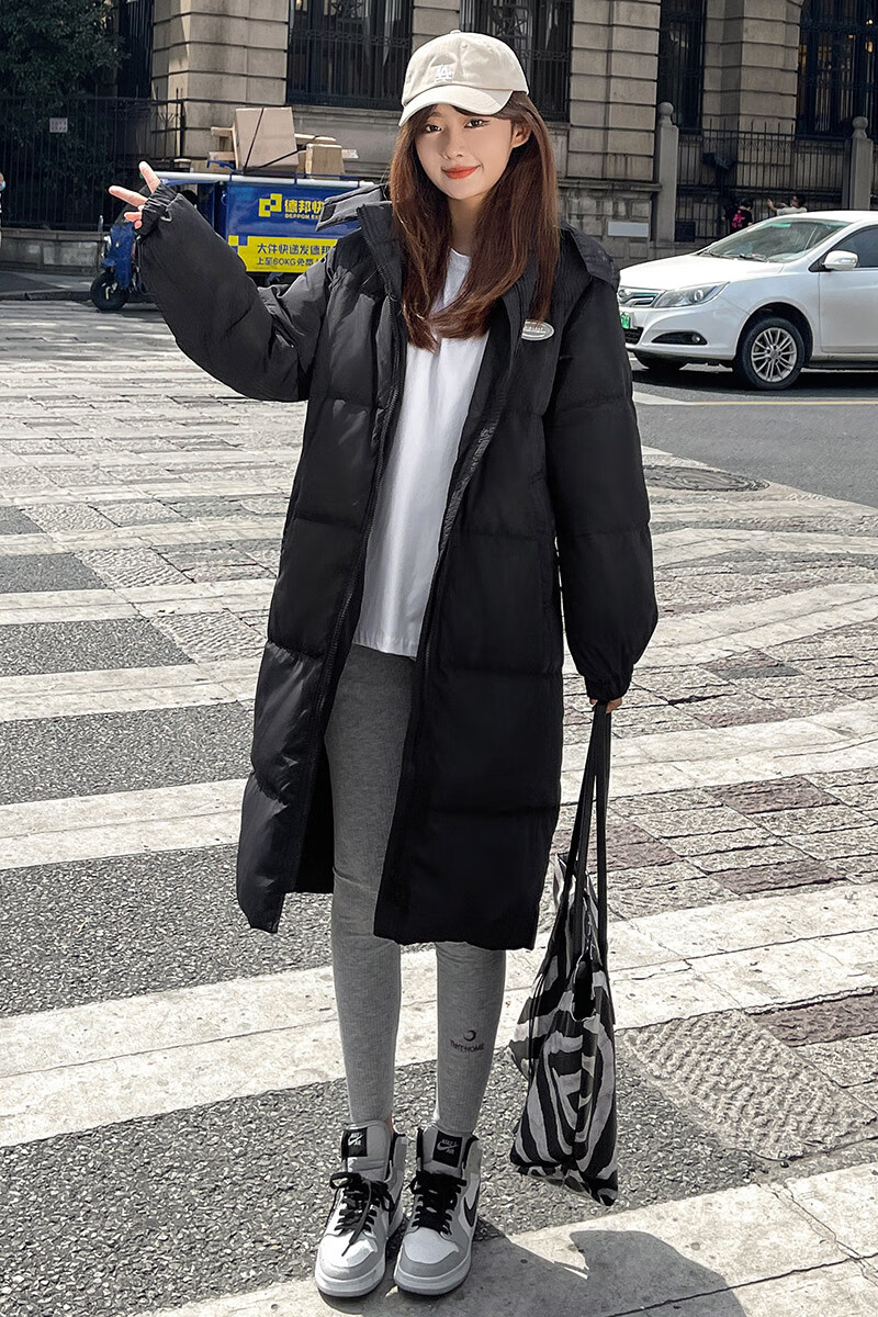 羽绒服2022年新款女中长款韩版过膝白鸭绒保暖防寒服冬季外套时尚女装