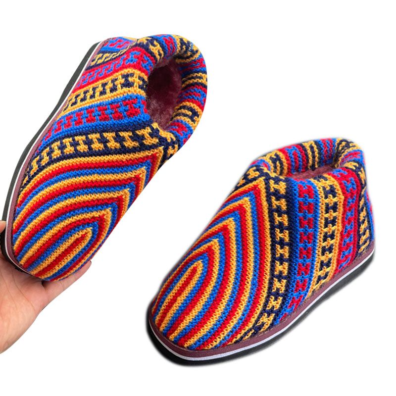 毛线拖鞋男冬季手工编织男拖棉鞋男女款成品针织加绒加厚保暖鞋包跟棉