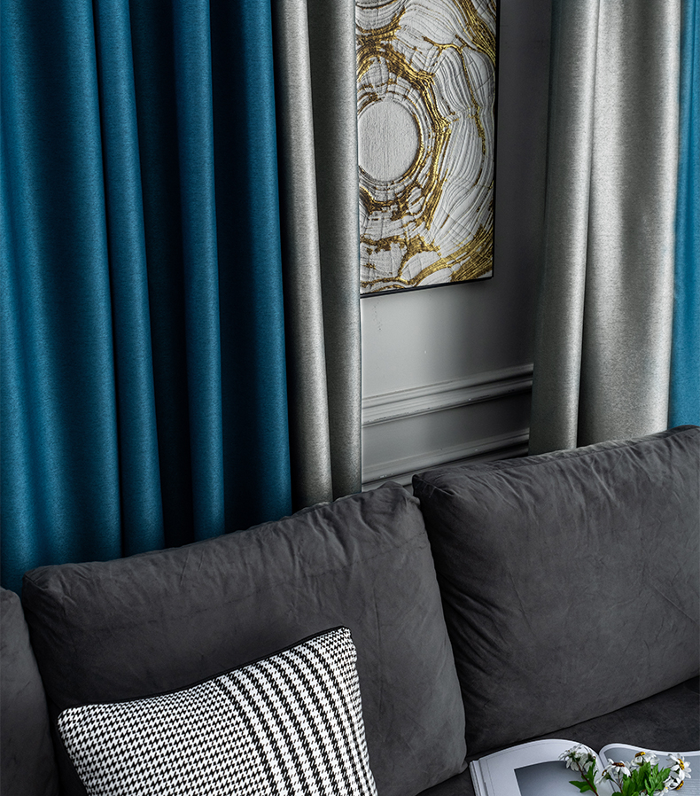 罗莱窗帘高遮光客厅卧室阳台窗帘隔音隔热美式简约厚窗帘布双面仿麻