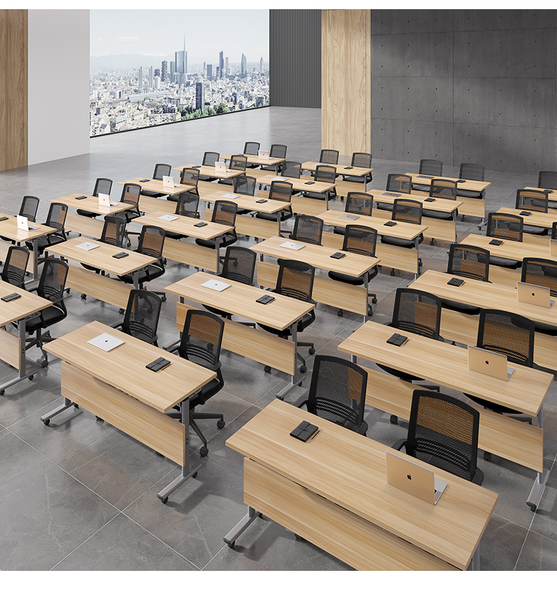 多功能折叠培训室桌椅组合办公桌子可移动会议桌酒店拼接桌课桌椅双人