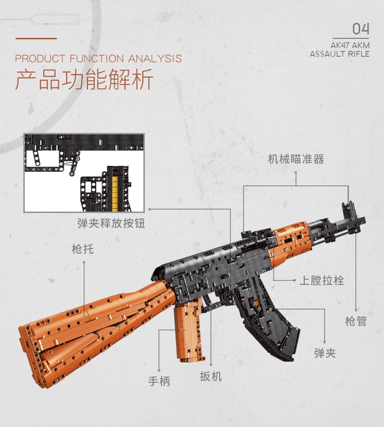 兼容积木枪绝地求生awm吃鸡游戏ak47突击98k冲锋枪拼装玩具高难度巨大