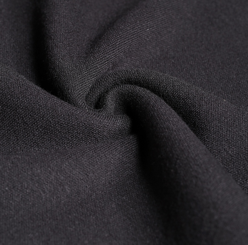 five plus新款女装秋冬款长袖撞色针织连衣裙女高腰小黑裙 黑色090 m