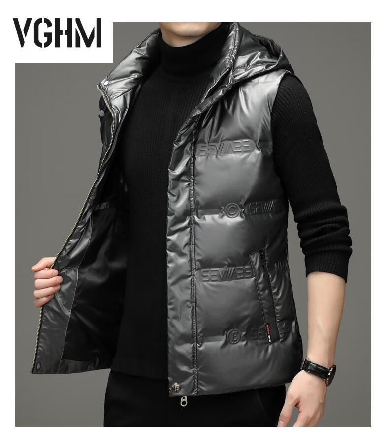 vghm品牌高端品质羽绒马甲男时尚休闲男装亮面马甲2021新款潮牌加厚