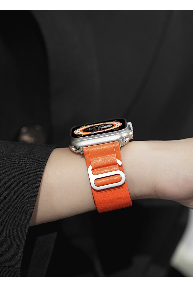 sowatchcode 适用apple watch7/8表带皮质高山回环苹果手表带男女