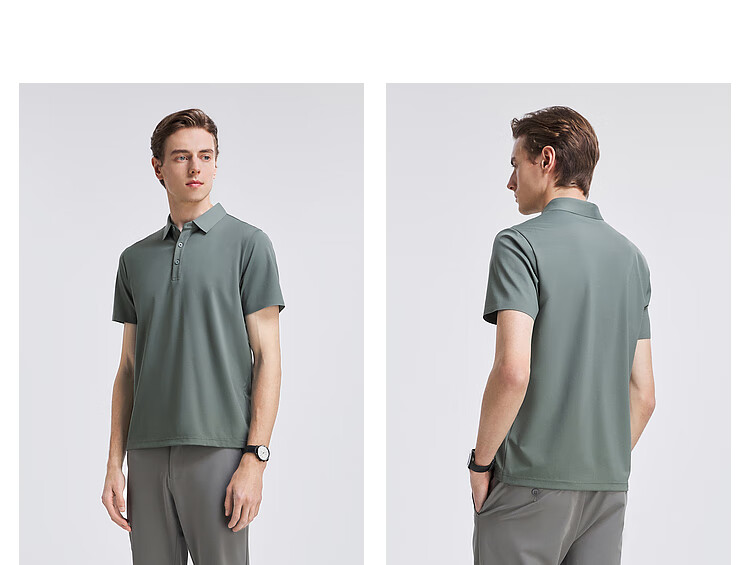 YOUNGOR POLO Men's, Summer Young Men's Business Casual Short-Sleeve High-End Polo Shirt, Gray, S 16