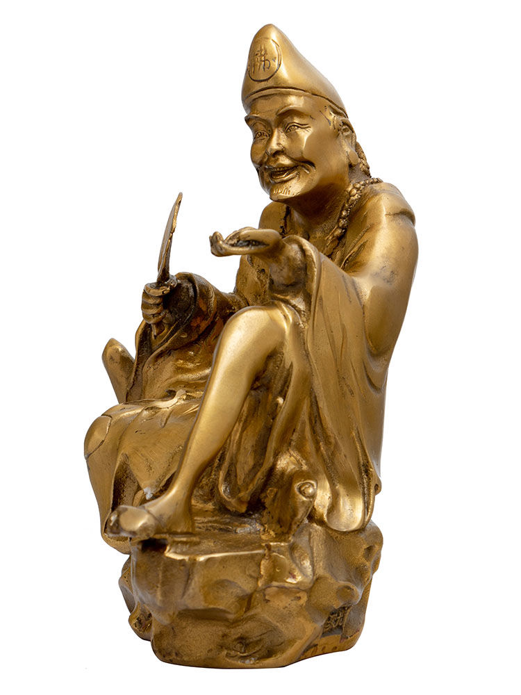 佛教活佛济公菩萨纯铜佛像降龙尊者道济和尚铜像家用供奉摆件 5寸站