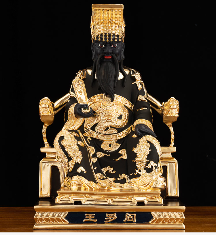 行天宫鎏金纯铜阎王爷神像阎罗王道教阎罗大王阎王供奉神像摆件阎罗王