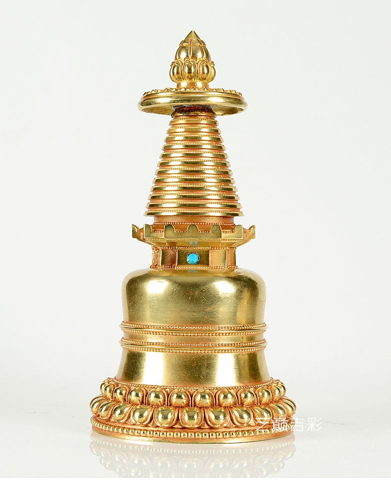 艺巅吉彩 纯铜噶当塔 佛塔藏传佛具菩提塔 家居佛堂供奉宝塔佛塔摆件