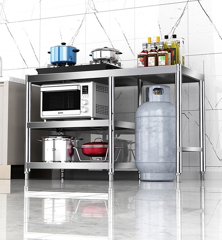 厨房放煤气灶台架子不锈钢煤气罐置物架落地多层家居厨具收纳锅架家用