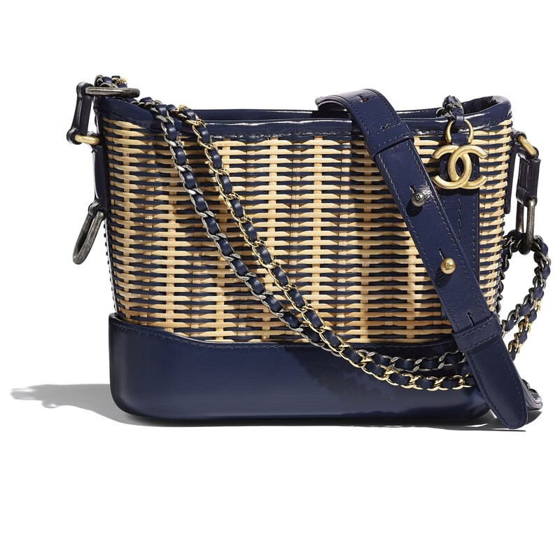 chanel香奈儿gabrielle小号流浪包藤条小牛皮金色斜挎包15208cm预售黑