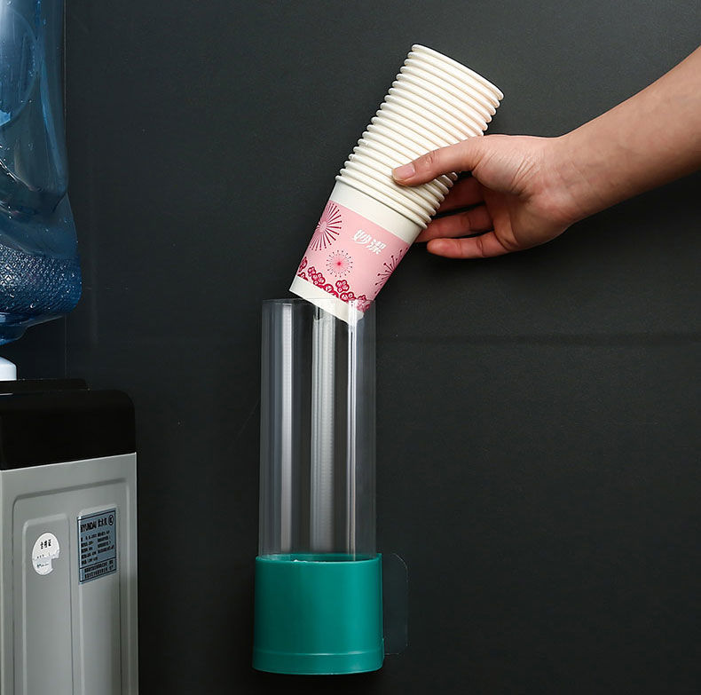 一次性杯子架自动取杯器挂壁式放纸杯架水收纳置物创意家用免打孔