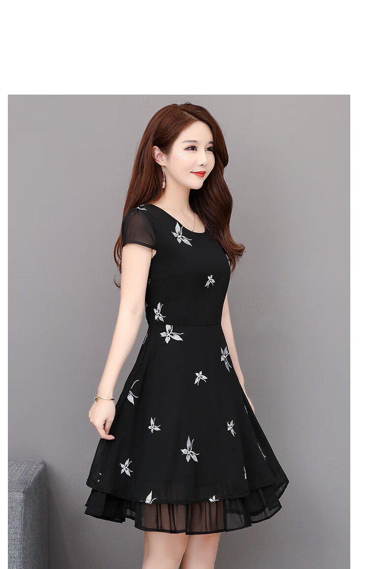 【新品】南极人 夏季雪纺连衣裙女夏裙21年新款收腰显瘦女裙性感裙子