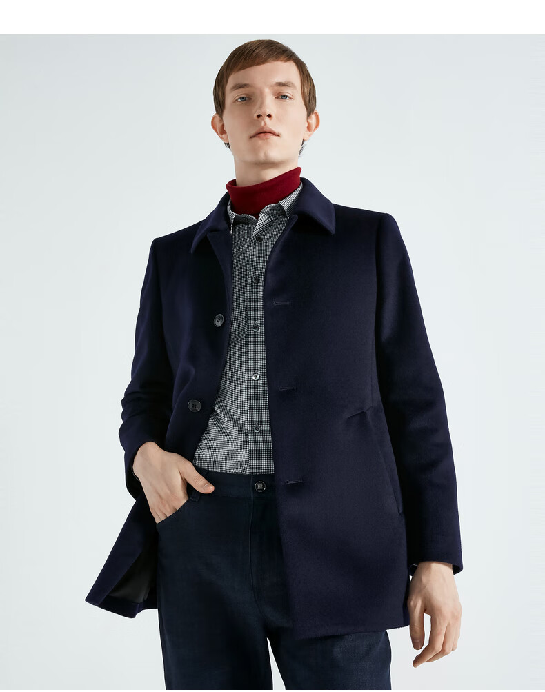 劲霸男装 商务休闲翻领绵羊毛秋冬纯色毛呢大衣bfwc3320 黑色(合身版)