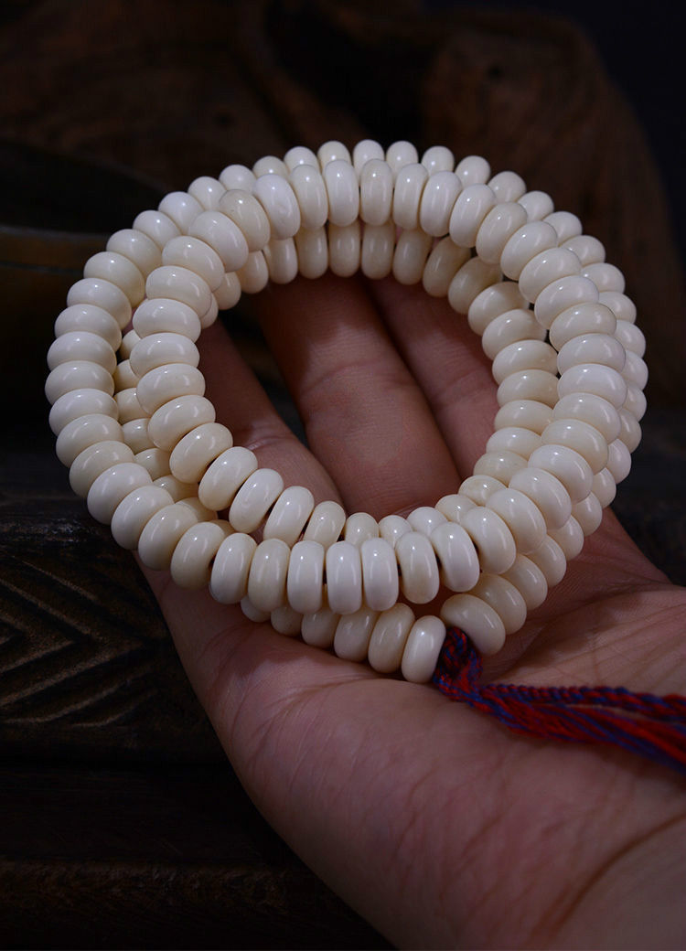 默奢 正宗天然高密度原骨鹿骨 灵骨 未脱脂108藏传手串 念珠佛珠手链