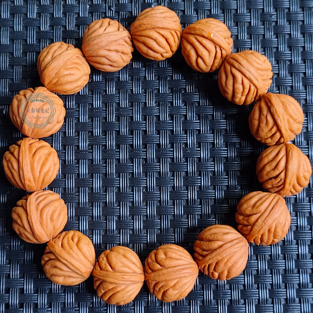 柳叶龙纹桃核长串苍龙纹桃胡秦岭山脉男女款手链桃木手串苍龙2021mm