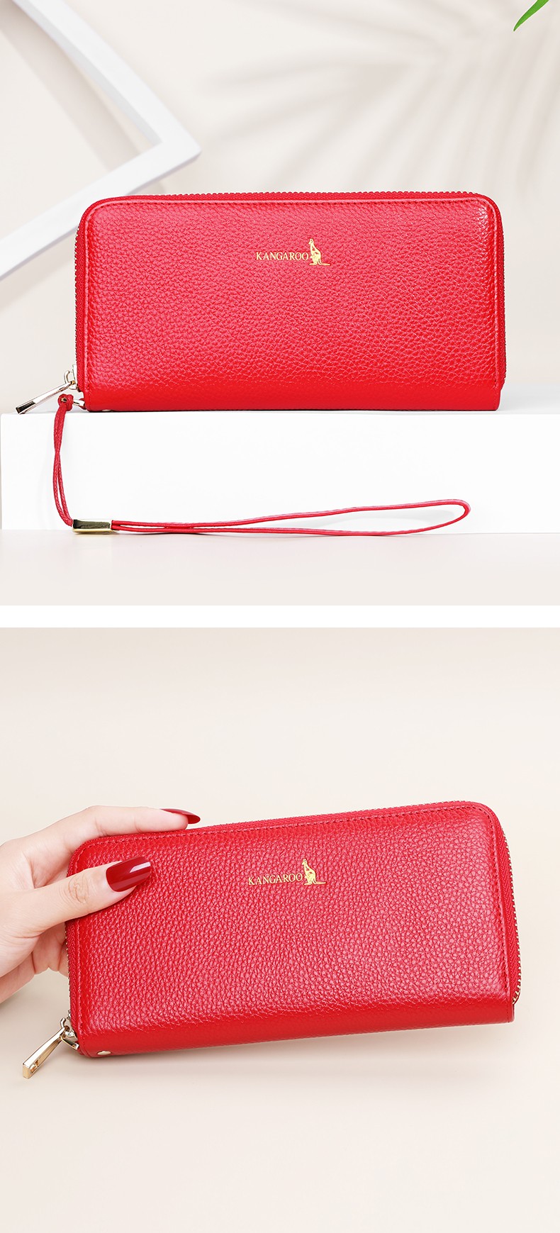 baodi袋鼠钱包女长款皮2021新款时尚手机包手拿包拉链多功能女士手包