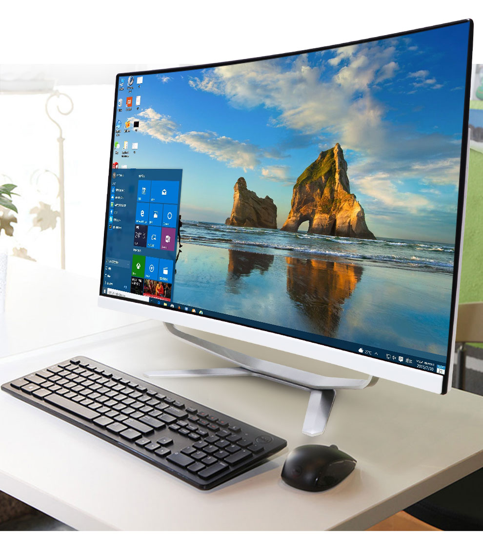 素点2427英寸曲面款全新电脑一体机i3i5i7配置可选升级高配主机家用