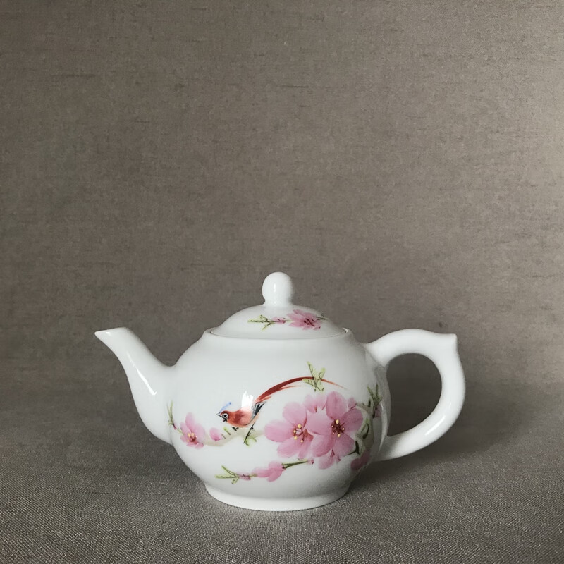 毛瓷茶杯景德镇瓷器7501毛瓷系列手绘水点桃花办公茶杯茶壶 盖碗 红色