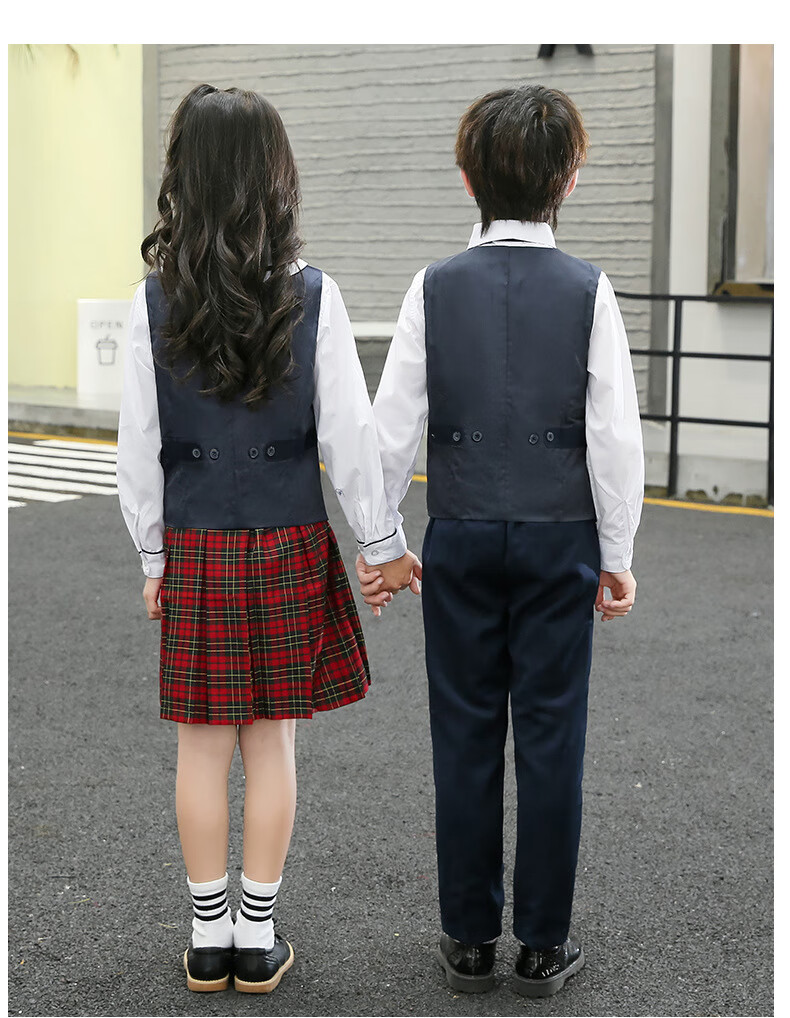 小学礼服冬装衬衣毛衣小学生班服深圳小学校服 小学女生冬礼服五件套