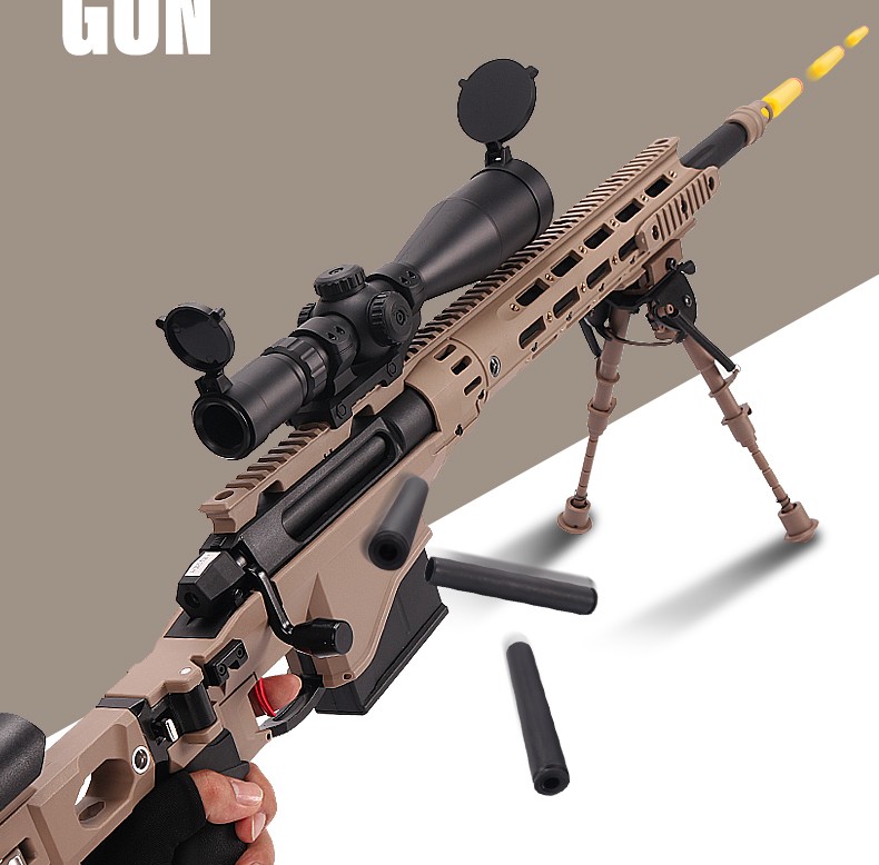 捷鹰msr抛壳尼龙玩具枪软弹手动拉栓雷明登狙枪cs吃鸡98k真人awm男孩