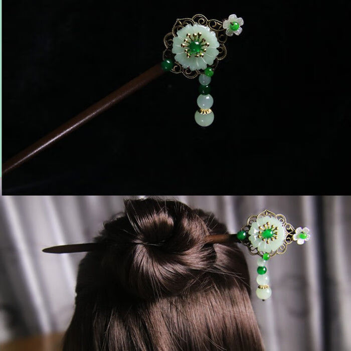 复古民族风头饰步摇发簪子纯手工檀香木簪子 木制流苏发饰 檀香木玫瑰